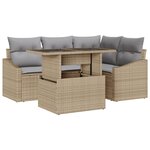 vidaXL Ensemble de canapé de jardin 5 pièces avec coussins Beige en polyrotin