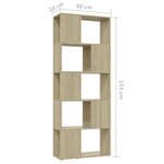 vidaXL Bibliothèque/Séparateur de pièce Chêne Sonoma 60x24x155 cm