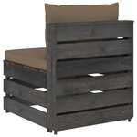 vidaXL Canapé central sectionnel avec coussins Bois imprégné de gris