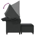 vidaXL Canapé de jardin 2 places avec auvent et tabourets noir rotin
