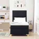 vidaXL Lit à ressorts avec matelas noir 90x200 cm en tissu