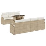 Ensemble de Canapés de Jardin 8 Pièces avec Coussins Beige Rotin Poly vidaXL