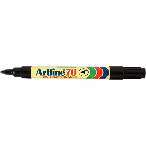 Marqueur '70' Permanent Indélébile Corps Alu Pointe Conique 1,5 mm Noir x 12 ARTLINE