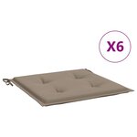 vidaXL Coussins de chaise jardin lot de 6 taupe 40x40x4cm tissu oxford