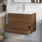 vidaXL Meuble lavabo avec bassin intégré Chêne brun Bois d'ingénierie