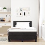 Lit à ressort avec matelas vidaXL Noir Petit Double Velours