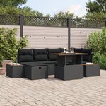 vidaXL Ensemble de 7 pièces de sofa de jardin avec coussins Noir en poly rotin