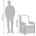 vidaXL Ensemble à manger de jardin et coussins 3 Pièces Beige poly rotin