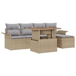 Canapé de jardin vidaXL 6 pièces avec coussins Beige Poly Rattan