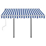 vidaXL Auvent manuel rétractable avec LED 3 5x2 5 m Bleu et blanc