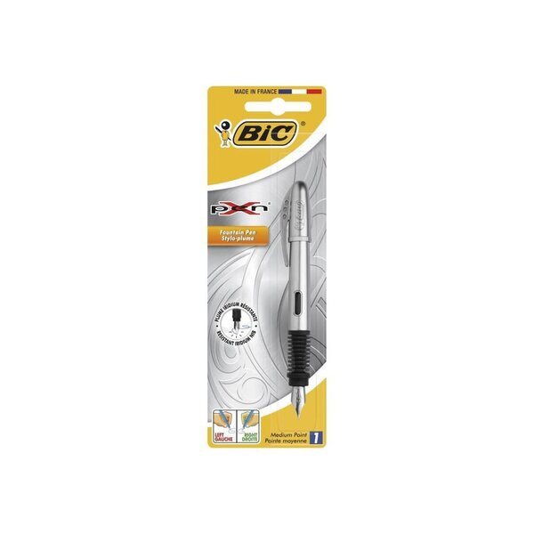 BIC Xpen Stylo-Plume Rechargeable Encre Bleue - Chrome, Blister de 1