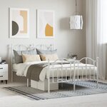 vidaXL Cadre de lit métal avec tête de lit/pied de lit blanc 120x190cm