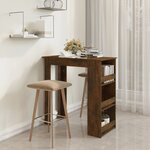 vidaXL Table de bar et étagère de rangement Chêne fumé 102x50x103 5 cm