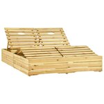 vidaXL Chaise longue double et coussins gris Bois de pin imprégné