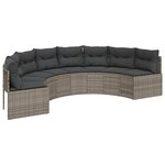 vidaXL Canapé de jardin avec coussins demi-rond gris résine tressée