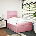 vidaXL Sommier à lattes de lit avec matelas Rose 120x200 cm Velours