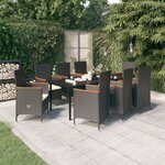 vidaXL Ensemble à manger de jardin avec coussins 9 Pièces noir