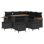 Set de canapé de jardin 9 pièces vidaXL avec coussins Noir Rotin synthétique Acacia