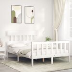 vidaXL Cadre de lit sans matelas blanc 140x190 cm bois de pin massif