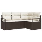 Ensemble de canapé de jardin 4 pièces vidaXL avec coussins Marron Poly Rattan