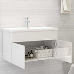 vidaXL Armoire d'évier avec lavabo intégré Blanc brillant Aggloméré