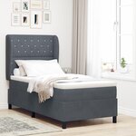 Lit box spring vidaXL avec matelas gris foncé 90x190 cm en velours
