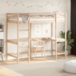 vidaXL Lit superposé avec bureau 90x200 cm bois de pin massif