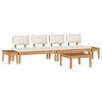 Ensemble de Bancs de Jardin vidaXL 5 Pièces avec Coussins en Bois Massif Teck