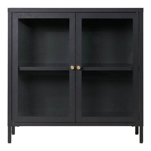 Armoire 2 portes vitrées acier noir 80 x 35 x 80 cm