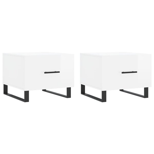vidaXL Tables basses 2 Pièces blanc brillant 50x50x40cm bois d'ingénierie