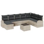Ensemble de 9 Pièces de Canapé de Jardin avec Coussins Gris Poly Rattan