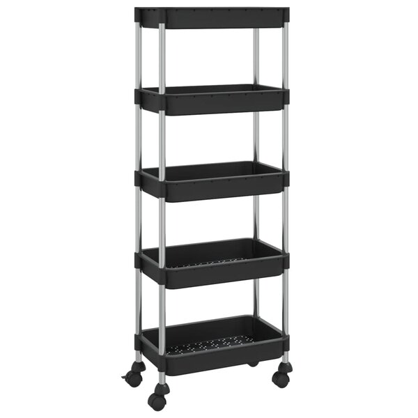 vidaXL Chariot de cuisine 5 niveaux Noir 42x29x128 cm Fer et ABS