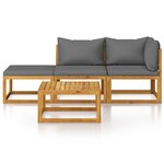 Salon de jardin meuble d'extérieur ensemble de mobilier 4 pièces avec coussin bois d'acacia solide 02_0016070