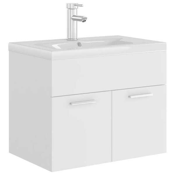 vidaXL Armoire d'évier avec lavabo intégré Blanc Aggloméré