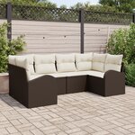 vidaXL Ensemble de 6 Canapés de Jardin avec Coussins Marron Poly Rotin