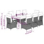 vidaXL Ensemble à manger de jardin et coussins 9 Pièces beige Poly rotin