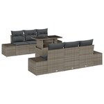vidaXL Ensemble de canapé de jardin 7 pièces avec coussins gris poly rattan