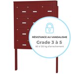 Bloc collectif Leabox  3x4  grade 3  simple face  extérieur  fixation sur pieds à sceller  rouge brun ral 3011 finition brillante