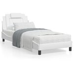 vidaXL Lit avec matelas blanc 90x190 cm similicuir
