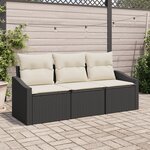 vidaXL Ensemble de salle à manger de jardin 3 pièces avec coussins en poly rattan noir
