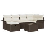 vidaXL Set de Canapés de Jardin à 7 Pièces avec Coussins Marron