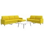 vidaXL Ensemble de canapés 3 Pièces avec repose-pied jaune clair tissu