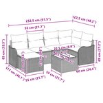 Ensemble de canapés de jardin de 7 pièces avec coussins gris poly rattan