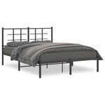 vidaXL Cadre de lit métal avec tête de lit noir 140x190 cm