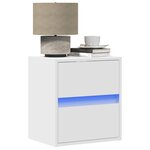 vidaXL Tables de chevet murales avec lumières LED 2 Pièces blanc