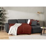 Canapé d'angle convertible réversible 4 places - Tissu gris - 244 x 151 x 90 - HAMILTON