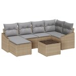 vidaXL Ensemble de salle à manger de jardin de 7 pièces avec coussins en rotin noir