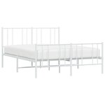vidaXL Cadre de lit métal sans matelas et pied de lit blanc 140x200 cm