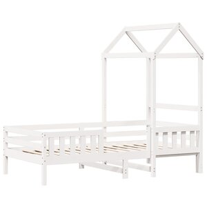 vidaXL Cadre de lit avec toit blanc 90x190 cm bois massif de pin