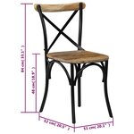 vidaXL Chaises à dossier croisé lot de 4 noir bois de manguier massif